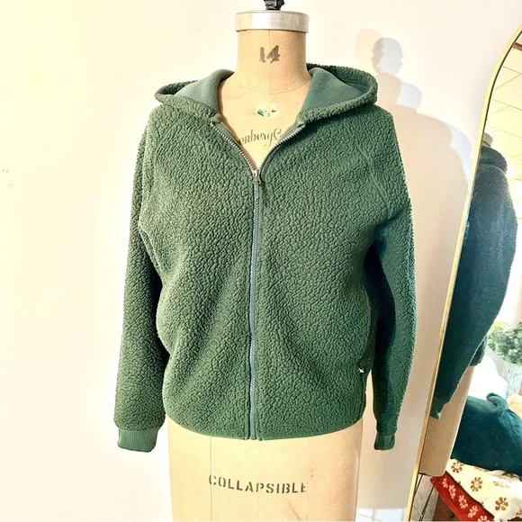 Eddie Bauer Women’s Green Raglan Fleece Hoodie Sz XS - Picture 4 of 9